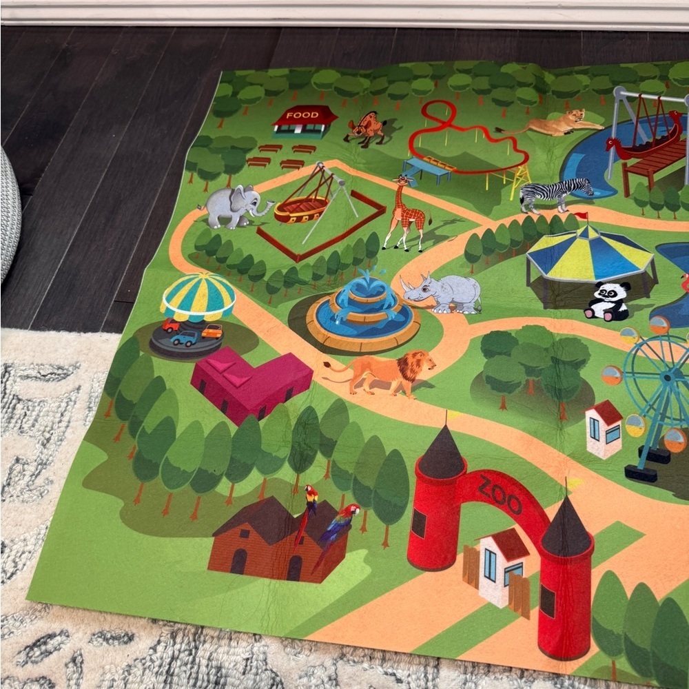 Colorful Zoo Themed Play Mat for Imaginative Play Kids Toddlers - Picture 6 of 7